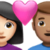 👩🏻‍❤️‍👨🏽 couple with heart: woman, man, light skin tone, medium skin tone display on Apple